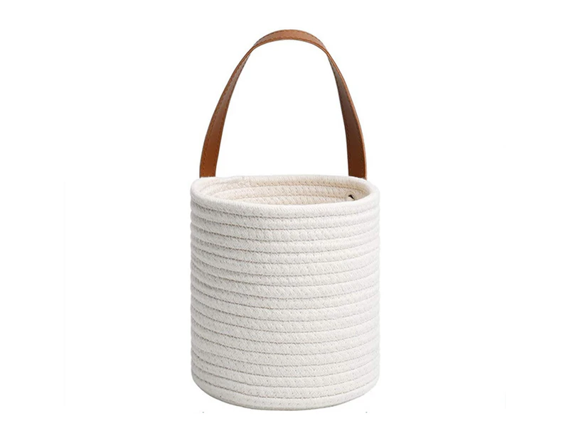 Hanging Basket Round Multi-purpose Woven Wall Rope Basket for Home-White S