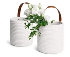 Hanging Basket Round Multi-purpose Woven Wall Rope Basket for Home-White S