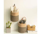 Hanging Basket Natural Hand-woven Faux Leather Rattan Household Flower Storage Baskets for Home-Yellow S