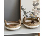 Rattan Basket Hand-woven Wear-resistant Round Shape Sturdy Straw-woven Basket for PicnicL