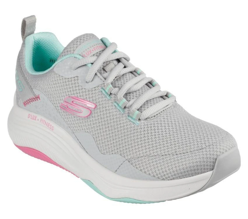 Womens Skechers D'lux Fitness - Roam Free Light Grey/Multi Casual Shoes - Light Grey/Multi