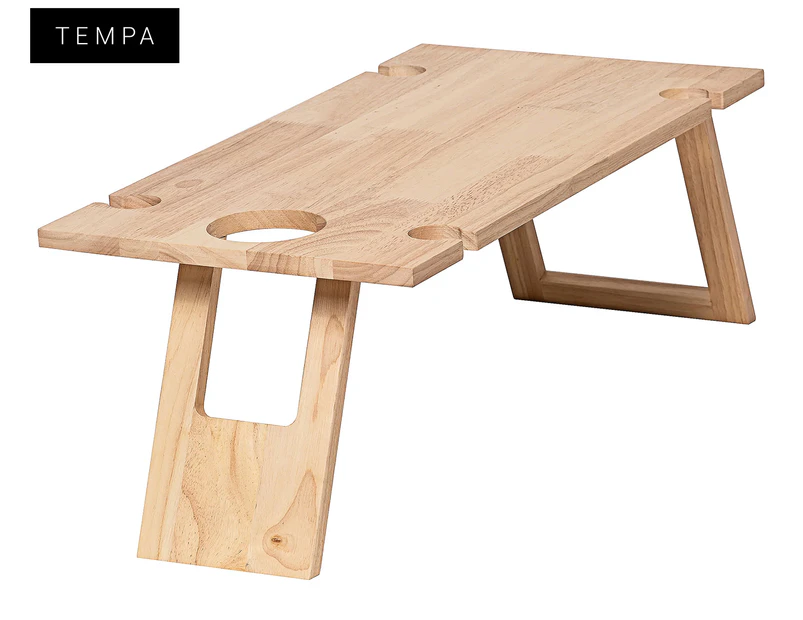 Tempa 75cm Fromagerie Rectangle Collapsible Picnic Table w/ Wine Holder - Natural