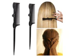 Tail Comb Fine Tooth Black Plastic Pointed Hairstyle Tools Rose Flower Pattern