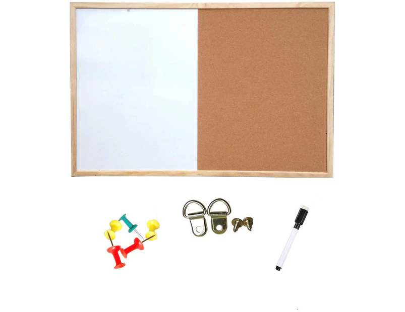 Dry Erase Board and Cork Bulletin Board Combination,11.8x15.7 Inch Combo Whiteboard Cork Message Board for Office Home Decor