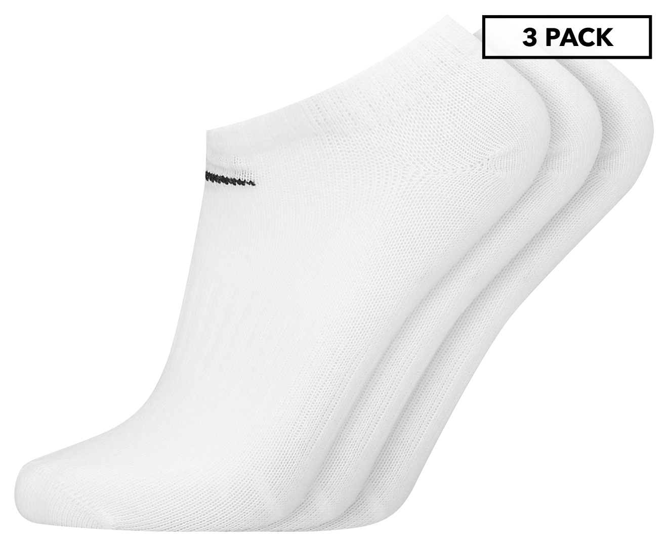 Nike Men's Everyday Lightweight No-Show Socks 3-Pairs - White/Black | Catch.com.au