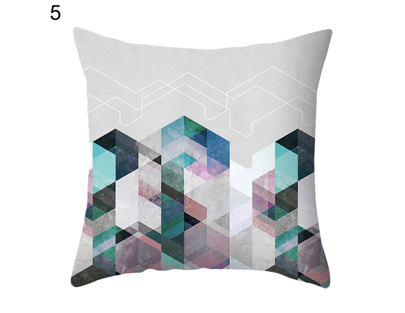 Pillow Cover Irregular Geometric Print Easy to Insert Polyester Artistic Pillow Slip for Car Seat