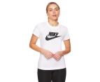 Nike Sportswear Women's Essential Icon Futura Tee / T-Shirt / Tshirt - White/Black