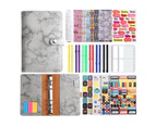 1 Set A6 Budget Binder Thick Paper Waterproof Buckle Tear-resistant Dust-proof Faux Leather Marble 6-Ring Money Budget Organizer Office Supplies-Grey