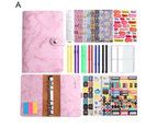 1 Set A6 Budget Binder Thick Paper Waterproof Buckle Tear-resistant Dust-proof Faux Leather Marble 6-Ring Money Budget Organizer Office Supplies-Pink