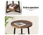 Levede Side Table Coffee Bedside Tables Nightstand Storage Steel Legs 60cm Dia.