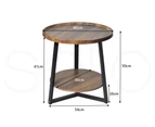 Levede Side Table Coffee Bedside Tables Nightstand Storage Steel Legs 60cm Dia.