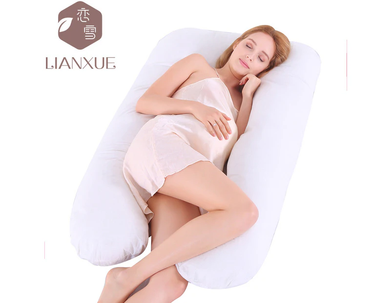 Pregnancy Pillows, Crystal velvet Pregnancy Pillows for Sleeping, Full Body Maternity Pillow for Pregnant Woman with velvet Jersey Cover, (White,135x75cm)
