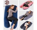 Pregnancy Pillows, Crystal velvet Pregnancy Pillows for Sleeping, Full Body Maternity Pillow for Pregnant Woman velvet, (light blue + gray,140x70cm)