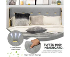 Giantex Full Size Bed Frame Wood Mattress Base Adjustable Platform Upholstered Headboard w/Storage Drawers Silver