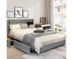 Giantex Full Size Bed Frame Wood Mattress Base Adjustable Platform Upholstered Headboard w/Storage Drawers Silver