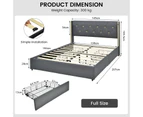 Giantex Full Size Bed Frame Wood Mattress Base Adjustable Platform Upholstered Headboard w/Storage Drawers Grey