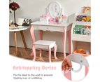 Giantex Kids Vanity Princess Makeup Dressing Table Stool Set w/ Mirror Drawer White
