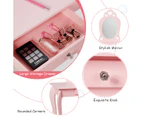 Giantex 2-in-1 Kids Vanity Set Princess Makeup Dressing Table Set w/ Mirror Pretend Play Vanity Table for Girls Pink