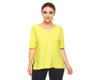 Bonivenshion Women's Plus Size Workout Tops V-neck Short Sleeve Sport T-shirt Summer Activewear Loose Fit Athletic Yoga Tee Tops - Yellow
