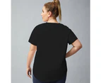 Bonivenshion Women's Plus Size Quick Dry Workout Tops Short Sleeve Sport Yoga T-shirt Summer Activewear Loose Fit Athletic Yoga Tee Tops - Black