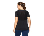 Bonivenshion Women's Plus Size Mesh Workout Tops Short Sleeve Sport T-shirt Summer Activewear Loose Fit Athletic Yoga Tee Tops - Black