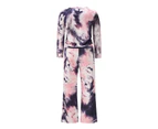 Nightgown Breathable Loose Style Clothes Two Pieces Printing Pajamas for Sleepwear-Black