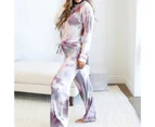 Nightgown Breathable Loose Style Clothes Two Pieces Printing Pajamas for Sleepwear-Grey