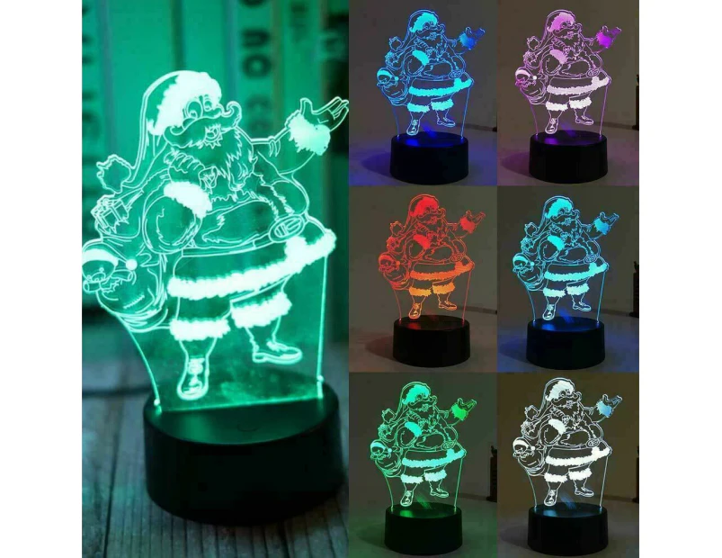 Santa Claus Christmas 3D Acrylic LED 7 Colour Night Light Touch Table Lamp Gift