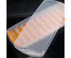 Ice Cube Tray Non-stick Easy to Clean Food Grade Reusable Stackable DIY 10 Cavity Long Strip Ice Cube Mold Bakeware-Orange