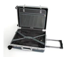 Swiss Aluminium Luggage Suitcase Lightweight with TSA locker 8 wheels 360 degree rolling HardCase 2 Piece Set Black