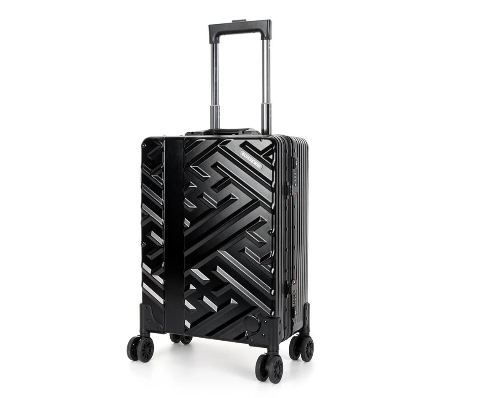 Swiss Aluminium Luggage Suitcase Lightweight with TSA locker 8 wheels 360 degree rolling Carry On HardCase Black