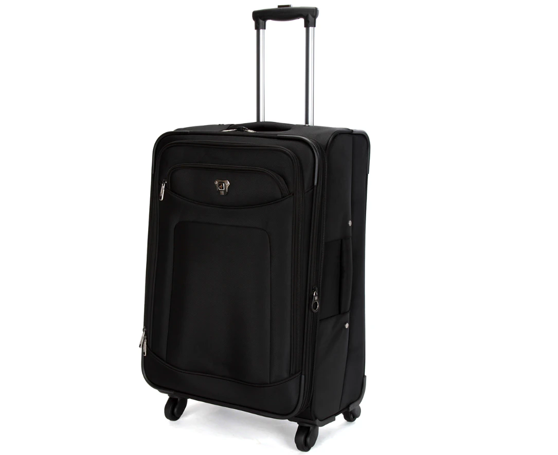 Swiss Luggage Suitcase Lightweight with 8 wheels 360 degree rolling SofeCase Check In Travel Suitcase Black