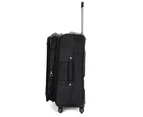 Swiss Luggage Suitcase Lightweight with 8 wheels 360 degree rolling SofeCase 2 Piece Set Black