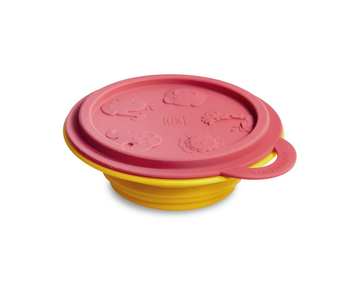 Marcus & Marcus Collapsible Travel Bowl With Lid - Marcus The Lion Cub - Red