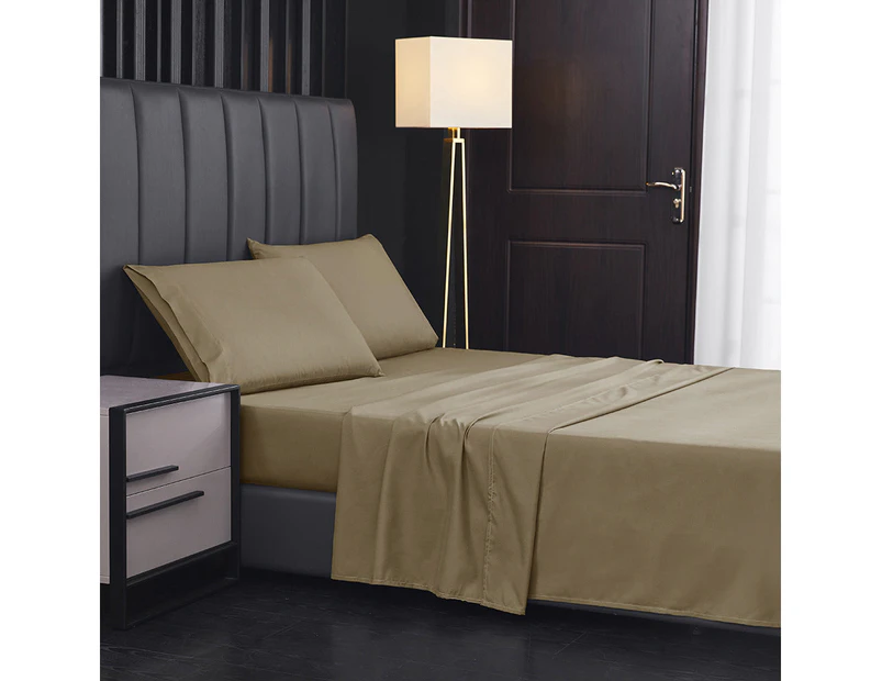 Extra Soft Cooling Bed Sheet Set with Pillow Cases in Various Colours and Sizes - Khaki