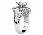 Women Fashion Irregular Marquise Cut Cubic Zirconia Inlaid Ring Jewelry Gift-Golden # 10