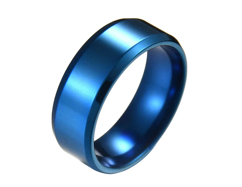 Fashion Simple Polish Titanium Steel Ring Couple Wedding Engagement Jewelry Gift-Blue Us10