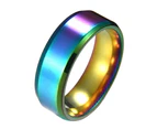 Fashion Simple Polish Titanium Steel Ring Couple Wedding Engagement Jewelry Gift-Blue US5