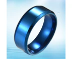 Fashion Simple Polish Titanium Steel Ring Couple Wedding Engagement Jewelry Gift-Blue US5