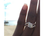 Women Fashion Rhinestone Inlaid Hollow Finger Ring Jewelry Proposal Wedding Gift-Rose Gold # 8