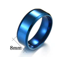 Fashion Simple Polish Titanium Steel Ring Couple Wedding Engagement Jewelry Gift-Blue Us12