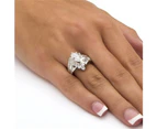 Women Fashion Irregular Marquise Cut Cubic Zirconia Inlaid Ring Jewelry Gift-Silver # 10