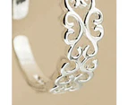 Women Fashion Hollow Love Heart Adjustable Jewelry Silver Plated Open Ring Gift- Open