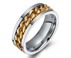Punk Men Women Unisex Stainless Steel Chain Inlaid Finger Ring Band Jewelry Gift-White 10