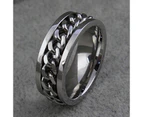 Punk Men Women Unisex Stainless Steel Chain Inlaid Finger Ring Band Jewelry Gift-White 11