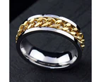Punk Men Women Unisex Stainless Steel Chain Inlaid Finger Ring Band Jewelry Gift-White 13