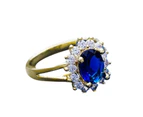Bridal Ring Fine Workmanship Jewelry Gift Women Elegant Rhinestone Finger Ring for Prom-Blue Size 6