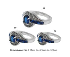 Ring Elegant Scratch Resistant Alloy Blue Rhinestone Ring for Holiday-#8