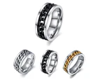 Punk Men Women Unisex Stainless Steel Chain Inlaid Finger Ring Band Jewelry Gift-Black 13