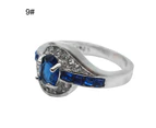 Ring Elegant Scratch Resistant Alloy Blue Rhinestone Ring for Holiday-#9